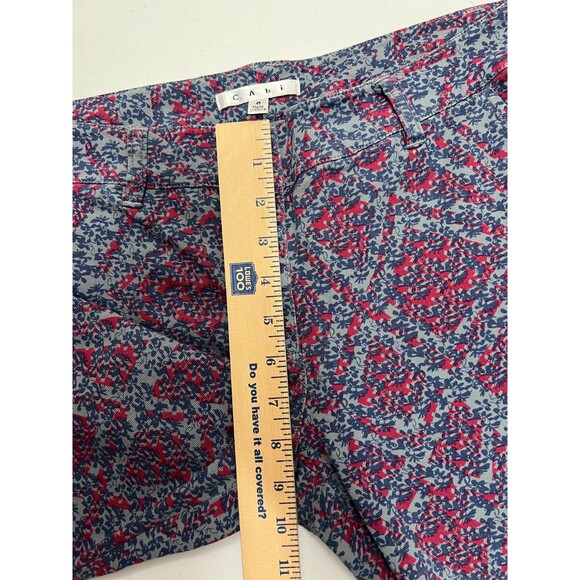 CAbi Women's Palm Beach Floral Crop Pants Blue Pink Cotton Style #806 Size 8 - Picture 7 of 8